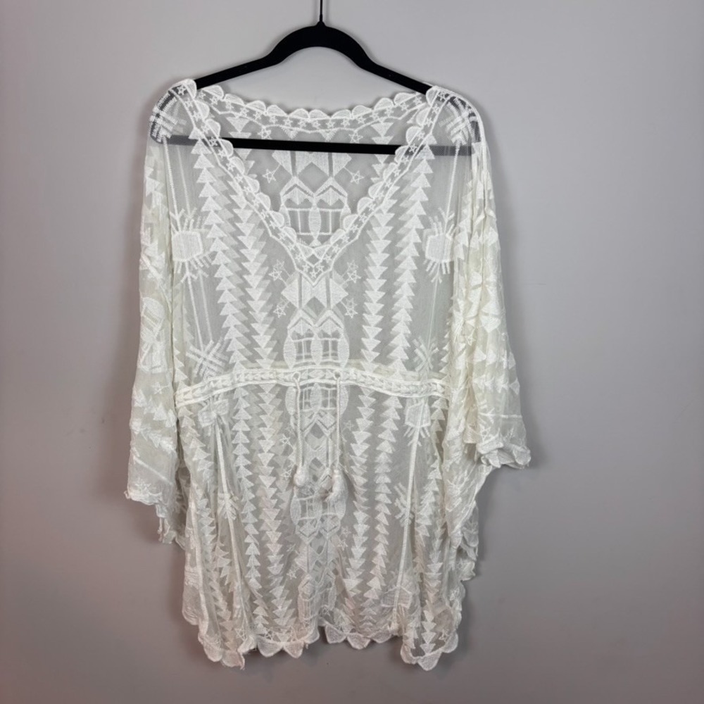 Cupshe Melina White Embroidery Mesh Womens swim coverup Size MED Resortwear